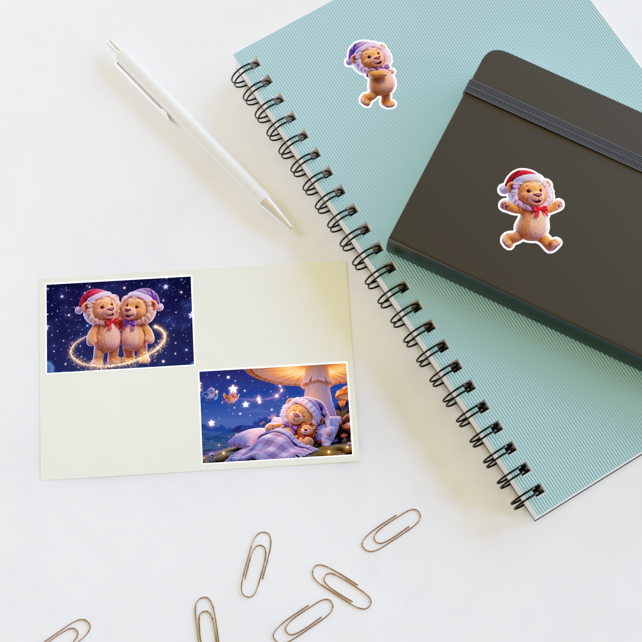 Lea & Leo Sticker Sheet - Cozy Nighttime Illustration Stickers