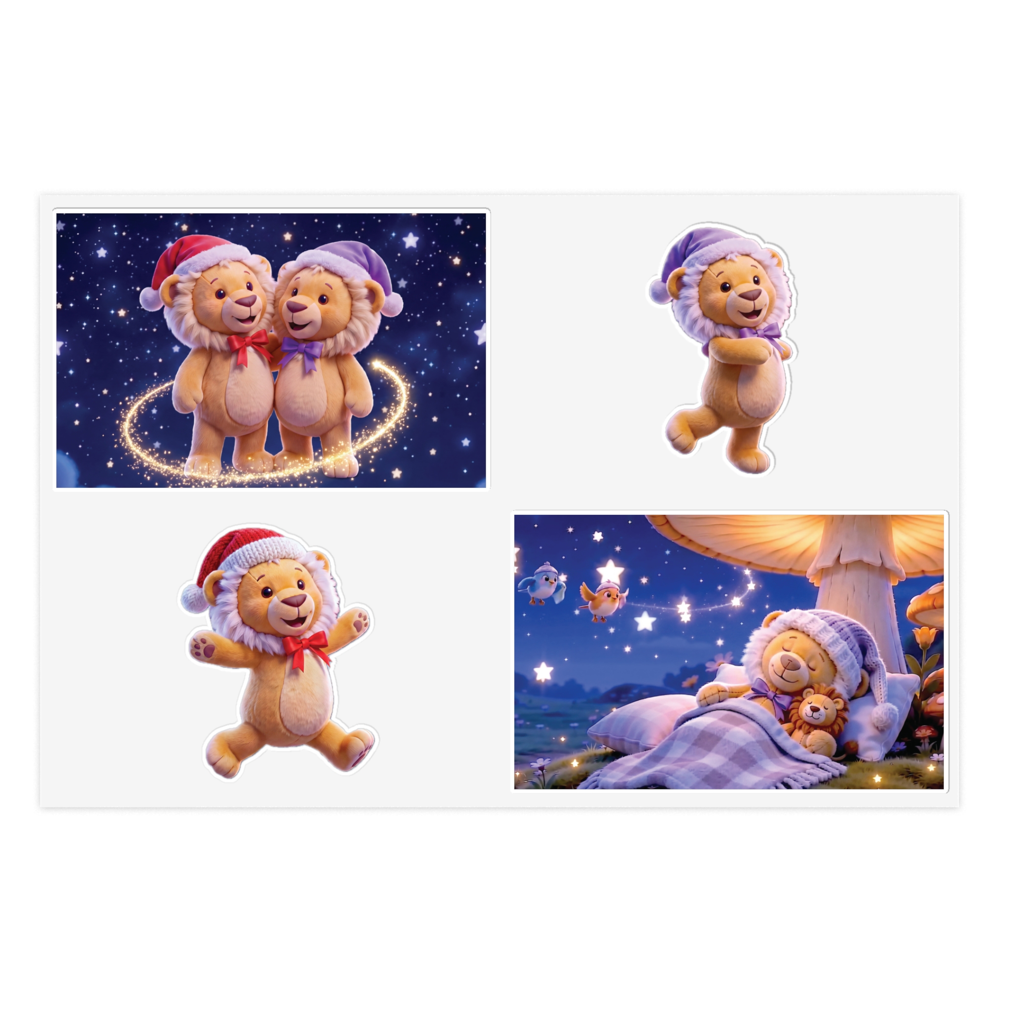Lea & Leo Sticker Sheet - Cozy Nighttime Illustration Stickers
