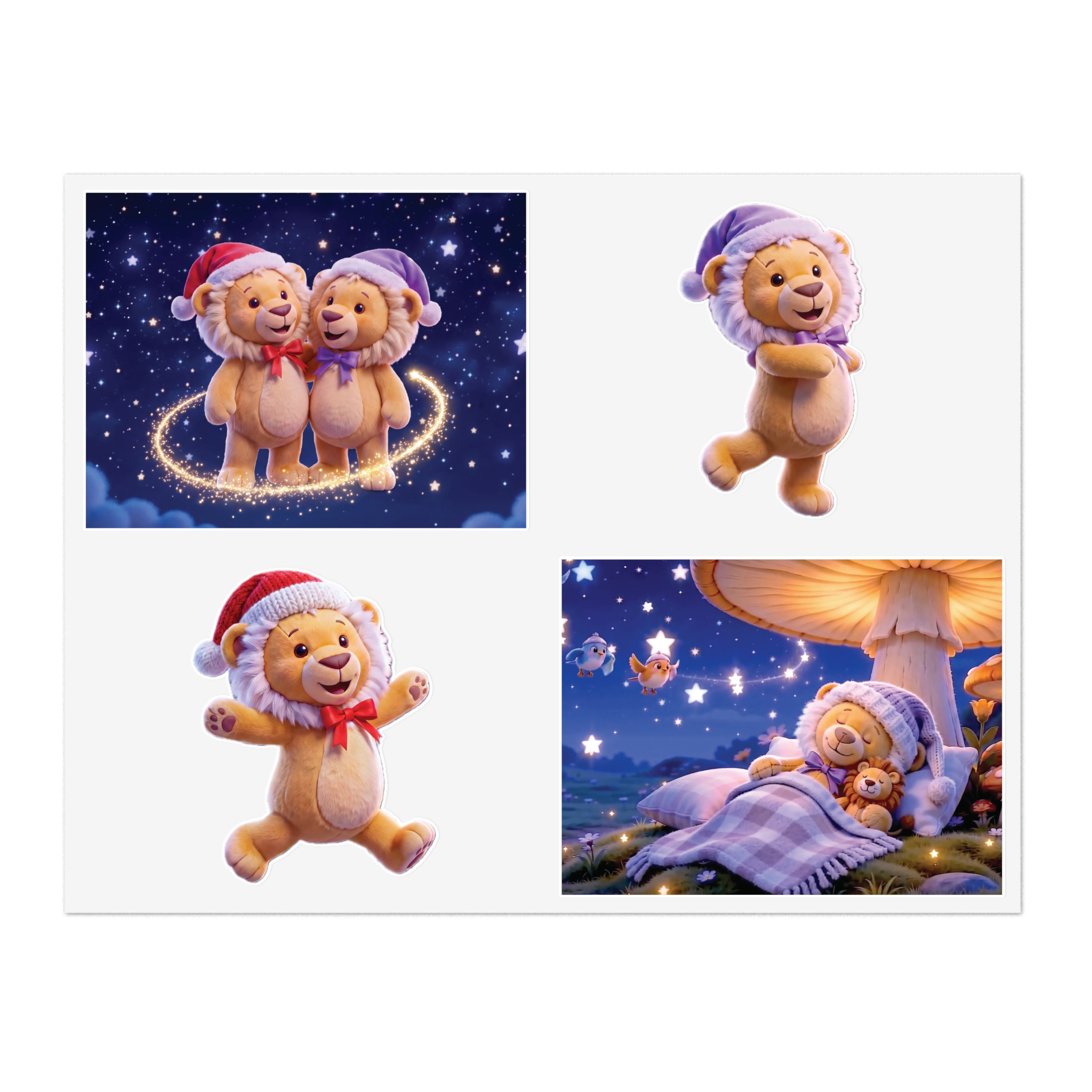 Lea & Leo Sticker Sheet - Cozy Nighttime Illustration Stickers