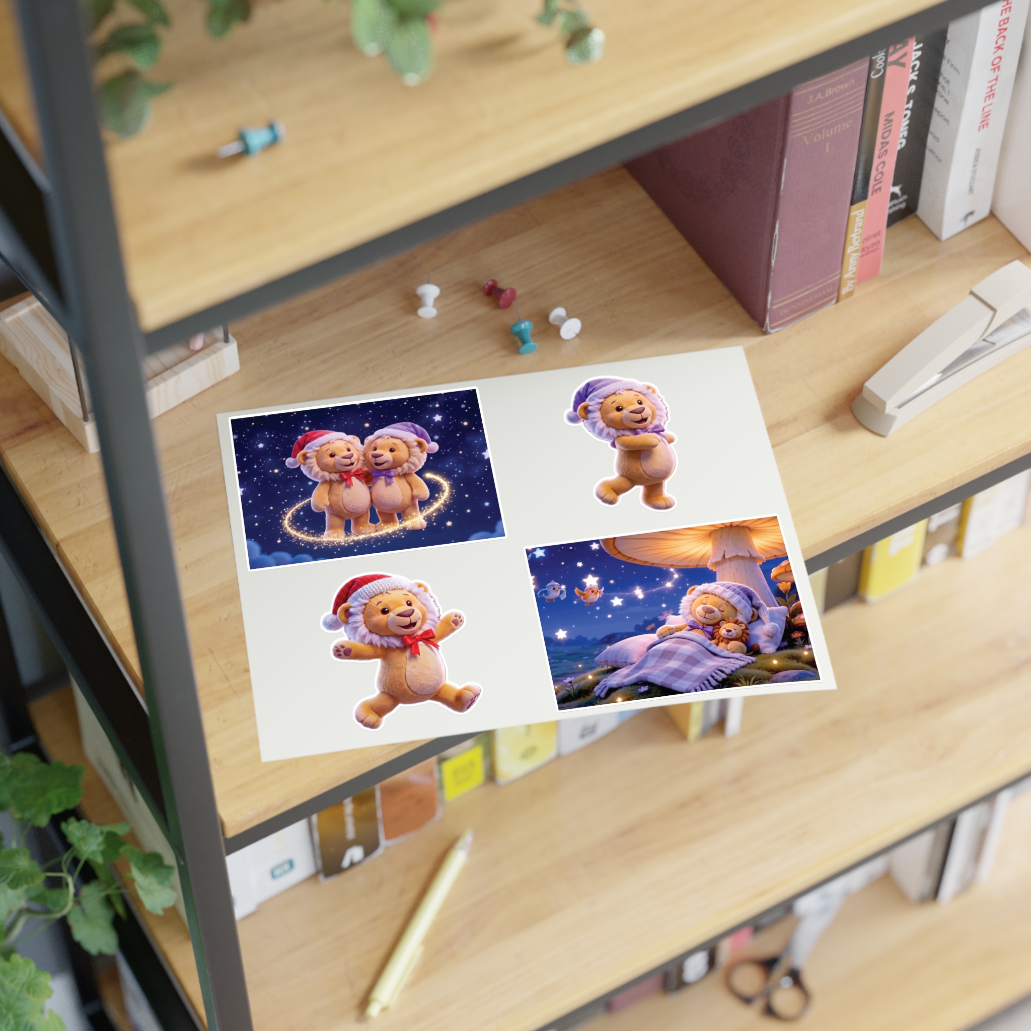 Lea & Leo Sticker Sheet - Cozy Nighttime Illustration Stickers