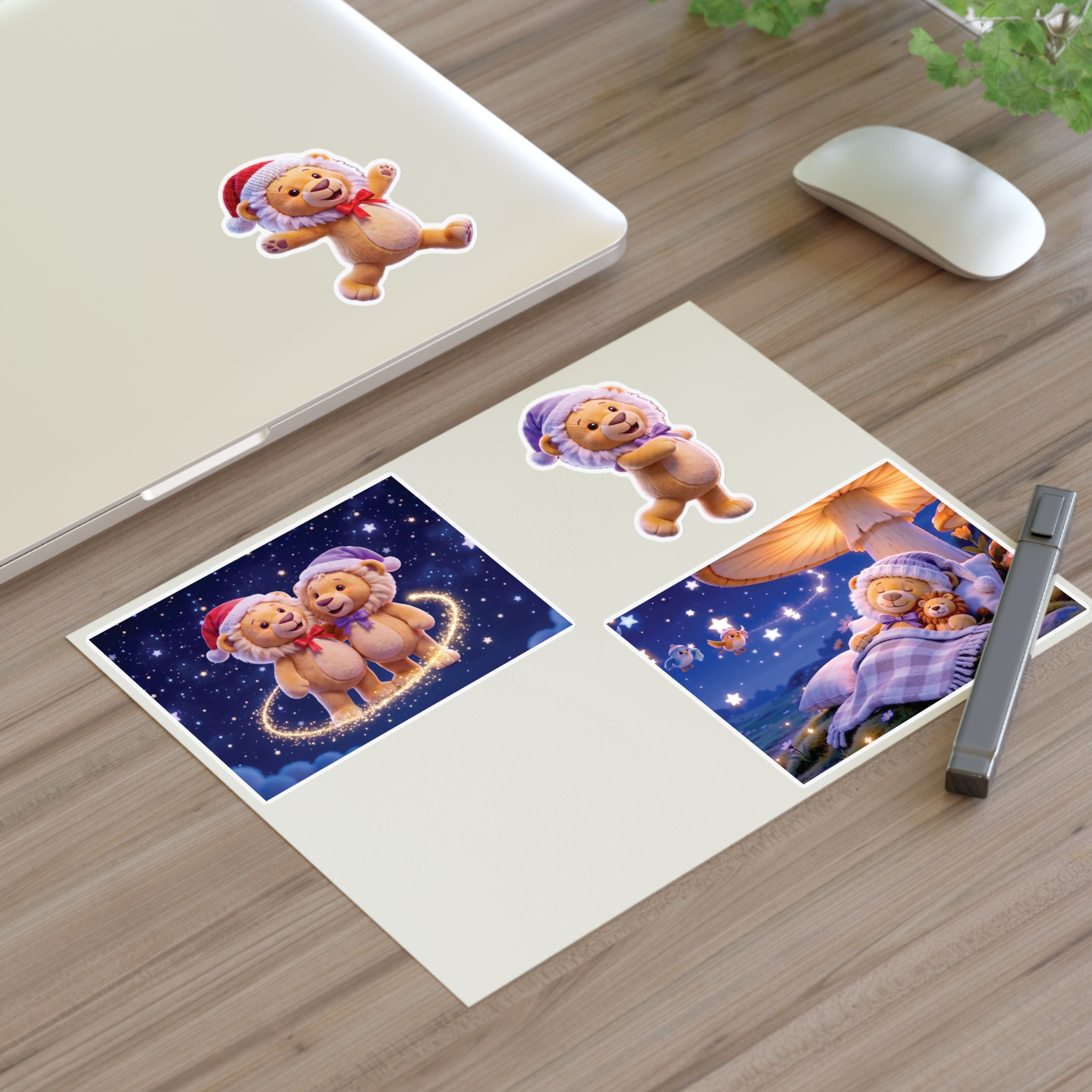 Lea & Leo Sticker Sheet - Cozy Nighttime Illustration Stickers